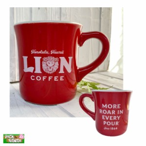 PICK The HAWAII ロゴダイナーマグカップ ライオンコーヒー 赤 陶器 直径7.5×H11cm ハワイ LION COFFEE LC-MC-DLGRD