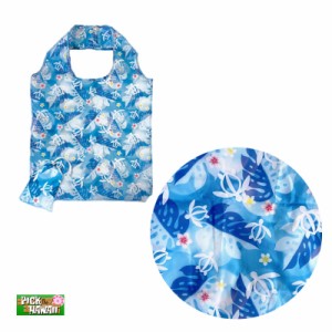 PICK The HAWAII ポケッタブルエコバッグ ホヌフローラル 海亀 コンパクト収納 W39×Ｈ41cm ハワイアン 買い物袋 コンビニ袋 IH-ECB-HNF