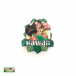 PICK The HAWAII Tikiマグネット フラガール ハワイアン雑貨 冷蔵庫等に MDF素材 W8×H8cm CF-MAG-TKHG