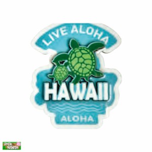 LIVE ALOHA マグネット ホヌ MDF製 W7×H8.5×D0.8 ウミガメ ハワイ お土産 冷蔵庫等に PickTheHawaii CF-MAG-LAHN