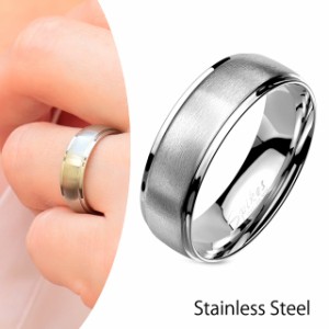 ステンレス指輪 つけっぱなし ラウンド つや消しライン ステンレスアクセサリー 金属アレルギー対応　ステンレスリング 結婚 ペアリング