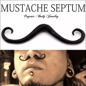 ボディピアス 2G 髭 Ｍustache Septum バッファローホーン 天然素材 セプタムピアス 拡張ピアス