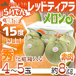 北海道 赤肉メロン ”らいでんレッドティアラメロン” 秀品 4〜5玉 約8kg 産地箱【予約 7月下旬以降】 送料無料