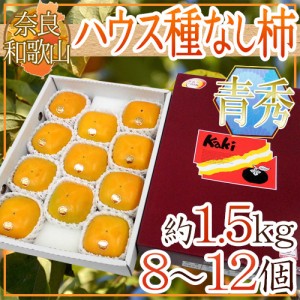 奈良・和歌山産 ”ハウスたねなし柿” 青秀品 8〜12玉前後 約1.5kg 化粧箱【予約 7月下旬以降】 送料無料