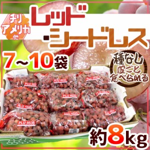 種なしぶどう ”レッドシードレス” 7〜10袋 約8kg ちょっと訳あり チリ・アメリカ産他 赤ぶどう【予約 入荷次第発送】 送料無料