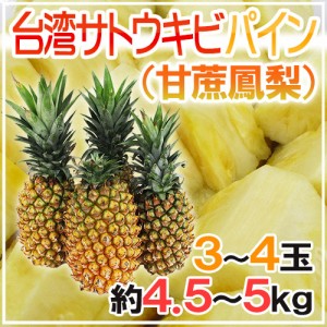 台湾 ”サトウキビパイン” 3〜4玉 約4.5〜5kg パイナップル/甘蔗パイン/甘蔗鳳梨【予約 6月中旬以降】 送料無料