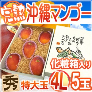 ”沖縄産 完熟マンゴー” 秀品 特大玉4L 5玉 化粧箱 沖縄マンゴー【予約 7月以降】 送料無料