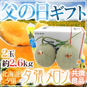 父の日ギフト ”夕張メロン” 共撰良品 2玉 約2.6kg＋黄色バラ造花1本【予約 6月9〜16日お届け予定】 送料無料