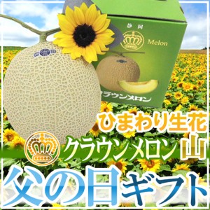 父の日ギフト ”クラウンメロン” 等級 山 1玉 約1.8kg＋ひまわり生花1本【予約 6月9〜16日お届け予定】 送料無料