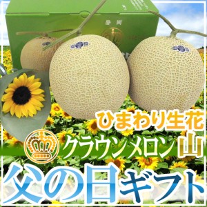 父の日ギフト ”クラウンメロン” 等級 山 2玉 約3.6kg＋ひまわり生花1本【予約 6月9〜16日お届け予定】 送料無料