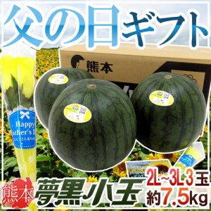 父の日ギフト ”夢黒小玉すいか” 秀・優品 3玉 約7.5kg バラ造花付き 産地化粧箱【予約 6月9〜16日お届け予定】 送料無料