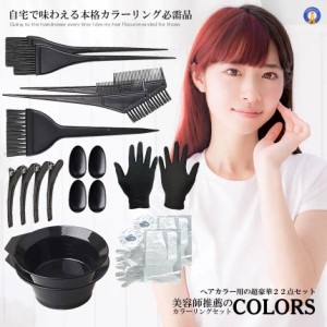 美容師推薦 カラーリング22点セット ヘアカラー 毛染め ケープ プロ用 ヘアダイブラシ カップ ヘアクリップ セルフ カラーリング 白髪染