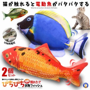 2個セット ぴちぴち 電動 獲れたて お魚フィッシュ 魚  動く 猫用 ぬいぐるみ USB充電式 運動不足 ストレス解消 爪磨き 噛む またたび PI