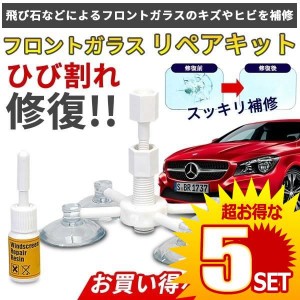 5個セット NEW フロントガラス リペアキット 補修キット 4点固定 キズ ヒビ 飛び石 破損 ポジショニングツール NEWREP