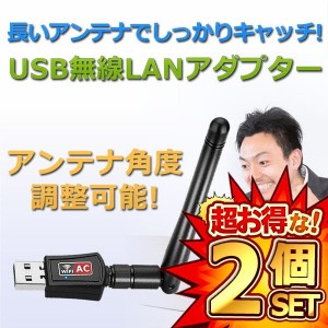 2個セット 600Mbs 無線lan 子機 親機 USB WIFI アダプター 高速  2.4G ハイパワー アンテナ LANTENA