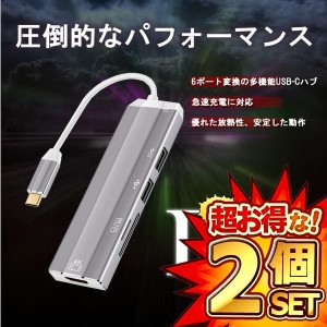 2個セット USB C ハブ USB Type C 変換 アダプタ HDMI  高速データ 転送 アルミニウム合金製 高解像度 4K USB3.0, USB2.0 SD MicroSD DOC