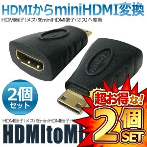 2セット HDMI端子 2個セット メス miniHDMI端子 オス 変換 AB-CV HDMI-mnHDMI CV 2-HDM-HDMI
