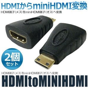 HDMI端子 2個セット メス miniHDMI端子 オス 変換 AB-CV HDMI-mnHDMI CV 2-HDM-HDMI