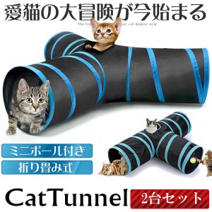 2個セット 愛猫の大冒険 キャットトンネル 猫用 3道 折りたたみ式 スパイラル ペット おもちゃ 洞窟 楽しい CATTTTON