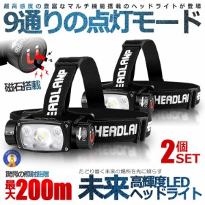 2個セット 高輝度LED 未来ヘッドライト 作業灯 9通り 点灯モード フラッシュ 警告灯 修理 ランニング 夜間 DIY USB SENHD