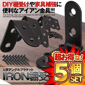 5セット アイアン棚受け金具 20個セット 40mm DIY ラック 地震 転倒 家具 固定 L字 パーツ 便利 ブルックリン 男前家具 頑丈 20-IROKANA