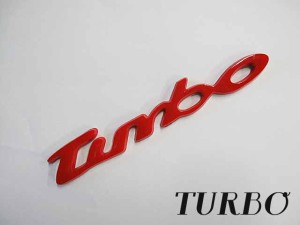 (mj073) TURBO/ターボ / 文字エンブレム[赤][Mサイズ：135x22mm]　１枚 / プラスチック仕様 / 送料無料 互換品