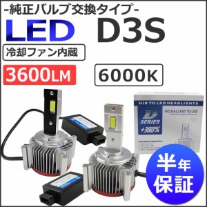 LED D3S / 3600LM / 6000K /冷却ファン内蔵 / 半年保証 / 互換品 / 純正交換型 /送料無料