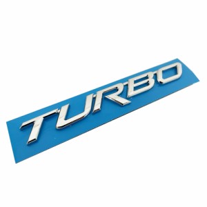 mj201 / ターボ TURBO 文字エンブレム / シルバーメッキ / 斜体 全大文字 R長い / 143×20mm / 社外品/ 送料無料