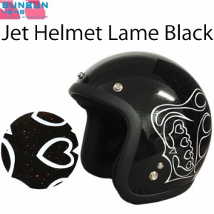 BUNBUN4649 ラメデザインジェットヘルメット ブラック SG規格 レディースヘルメット ストリート