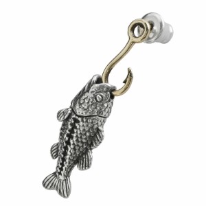 魚 ピアス メンズ レディース 揺れる 片耳用 シルバー925 ドロップピアス 釣り針 フック おもしろ ぶら下がり Binich 送料無料 釣り好き 