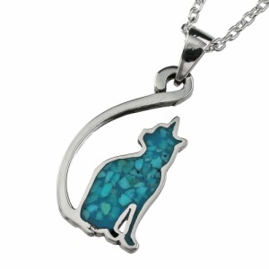 クラッシュ ターコイズ キャット ペンダント (トップのみ) ネックレス メンズ 猫 ネコ シルバー925 アクセサリー Binich 20代 30代 40代 