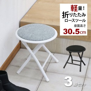 折りたたみ椅子 背もたれなし ロータイプ(3脚セット)スツール 幅30cm 奥行き30.5cm 高さ30.5cm 軽量 頑丈 耐荷重80kg 玄関椅子 法事用 座