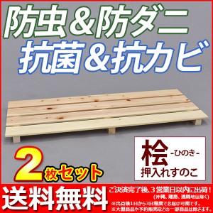 『国産桧 押入れ すのこ』(2枚セット) 幅80cm 奥行き33cm 高さ3.6cm 送料無料 日本製ひのきを使用したシンプルなスノコ (YH-9H)