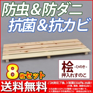 『国産桧 押入れ すのこ』(8枚セット) 幅80cm 奥行き33cm 高さ3.6cm 送料無料 日本製ひのきを使用したシンプルなスノコ (YH-9H)