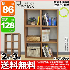 オープンラック『(S)スタッキングシェルフ 2列×3段』レクタックスシリーズ 幅86.2cm 奥行き29.5cm 高さ127.7cm 縦置き横置きOK (RX-2x3)