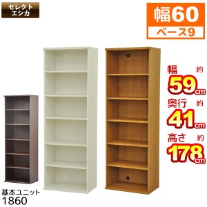 収納棚 幅60cm 奥行40cm (S)セレクトエシカ基本ユニット1860(SS-1860) 幅58.9cm 奥行き39.9cm 高さ178.1cm 収納ラック カラーボックス フ