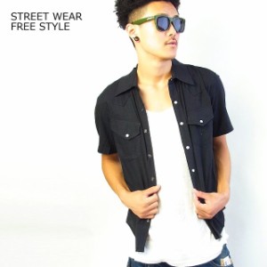 STREET WEAR FREE STYLE 半袖シャツ メンズ B系ファッション ヒップホップ ストリート系 ダンス衣装 スト系 ストリート シンプルデザイン