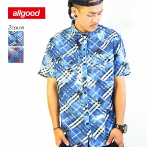 allgood アロハ 半袖チェックシャツ タイダイ B系ファッション HIPHOP ヒップホップ ストリート系