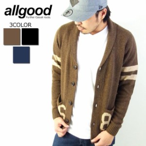 期間限定SALE allgood ニットカーディガン メンズ B系ファッション スケーター ストリート系 ダンス衣装 SALE ナンバー シンプル ニット