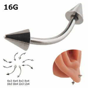 ボディピアス バナナバーベル 16G 1.2mm アイブロー へそピアス シルバーカラー 片耳一個売り サージカルステンレス ボディーピアス 