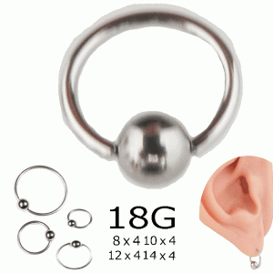 ボディピアス キャプティブビーズリング シルバーカラー 18G ボディーピアス サージカルステンレス製 片耳１個販売
