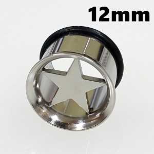 スター/星 シングルフレアアイレット サージカルステンレス 【12mm】ホールピアス （ボディピアス/ボディーピアス）