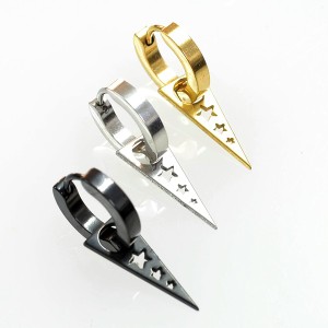 【ステンフープピアス13ｍｍ 】【スリースター /三ツ星チャーム 】ステンレスピアス/片耳ピアス/メンズアクセサリー/レディースアクセサ