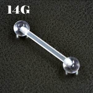 バイオプラスト  ストレートバーベル/舌ピアス/ニップルピアス【14G/1.6mm】透明ピアス/シークレットピアス/ ファーストピ