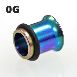 シングルフレアアイレット レインボー　サージカルステンレス 【0G/8mm】（ボディピアス/ボディーピアス）