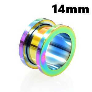 レインボーカラー  フレッシュトンネル サージカルステンレス 【14mm】(ボディピアス/ボディーピアス）