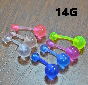 アクリル へそピアス バナナバーベル 【14G/1.6mm】(ボディーピアス/ボディピアス）イヤーロブ/トラガス/ネイプ/