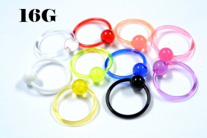 ボディピアス 透明ピアス キャプティブビーズリング 16G アクリル  片耳1個売り ボディーピアス UV アクリル イヤーロブ インナーコンク