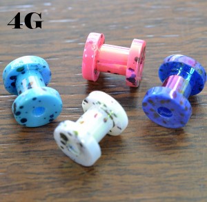 アクリル ラメ入り フレッシュトンネル【4G】（ボディピアス/ボディーピアス）イヤーロブ/アウターコンク/トラガス/インナーコンク