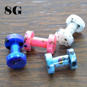 アクリル ラメ入り フレッシュトンネル【8G】（ボディピアス/ボディーピアス）イヤーロブ/アウターコンク/トラガス/インナーコンク